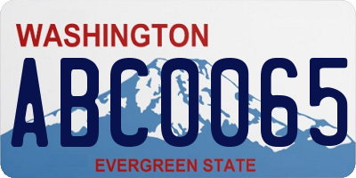 WA license plate ABC0065