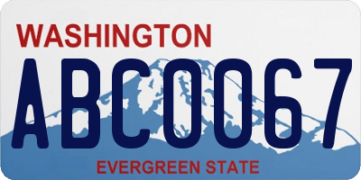 WA license plate ABC0067