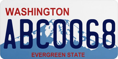 WA license plate ABC0068