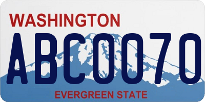WA license plate ABC0070
