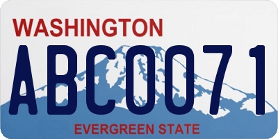 WA license plate ABC0071