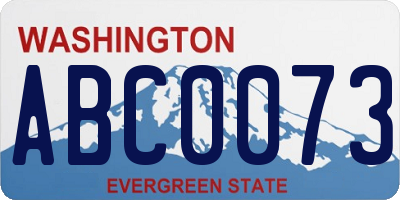 WA license plate ABC0073