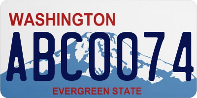 WA license plate ABC0074