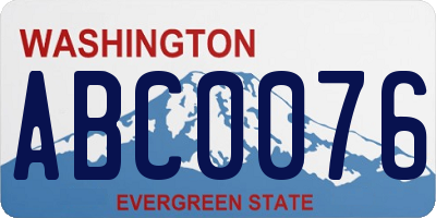 WA license plate ABC0076