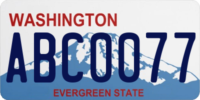 WA license plate ABC0077