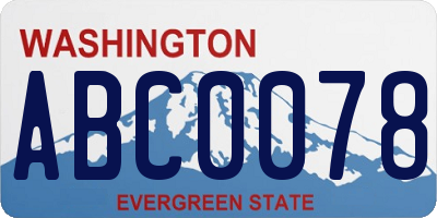 WA license plate ABC0078