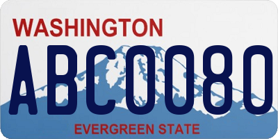 WA license plate ABC0080