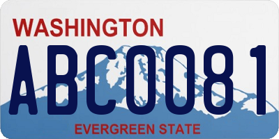 WA license plate ABC0081