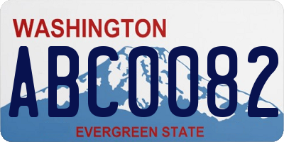 WA license plate ABC0082