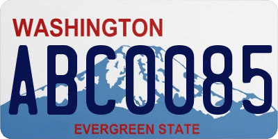 WA license plate ABC0085
