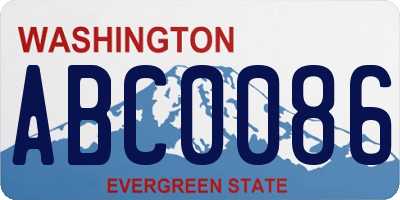 WA license plate ABC0086