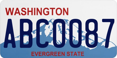 WA license plate ABC0087