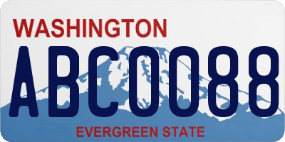 WA license plate ABC0088