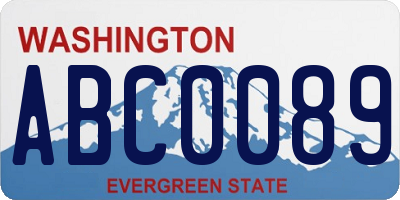 WA license plate ABC0089