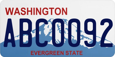 WA license plate ABC0092