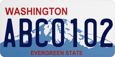 WA license plate ABC0102