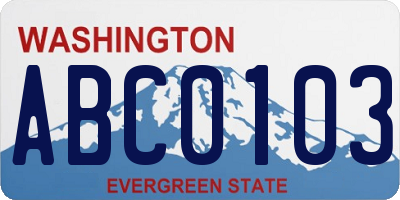 WA license plate ABC0103