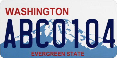 WA license plate ABC0104
