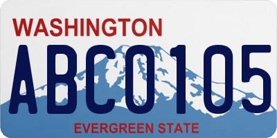 WA license plate ABC0105