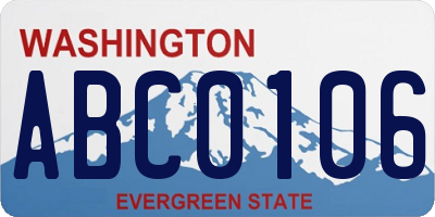 WA license plate ABC0106