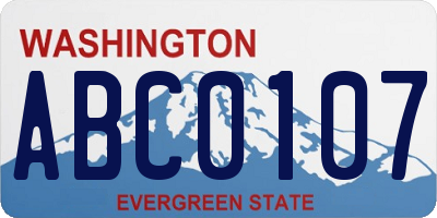 WA license plate ABC0107