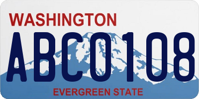 WA license plate ABC0108