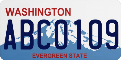 WA license plate ABC0109