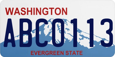WA license plate ABC0113