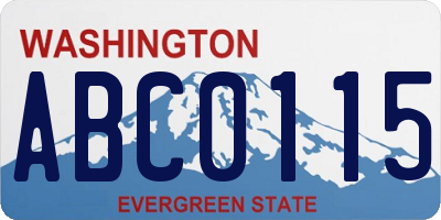 WA license plate ABC0115