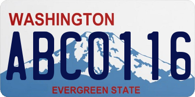 WA license plate ABC0116