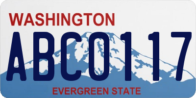 WA license plate ABC0117