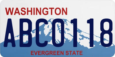 WA license plate ABC0118