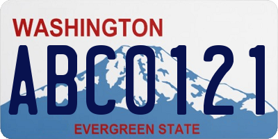 WA license plate ABC0121