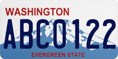 WA license plate ABC0122