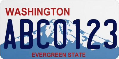 WA license plate ABC0123