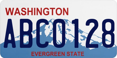 WA license plate ABC0128