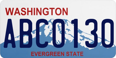 WA license plate ABC0130