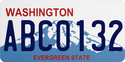 WA license plate ABC0132