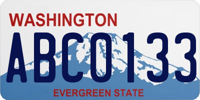 WA license plate ABC0133