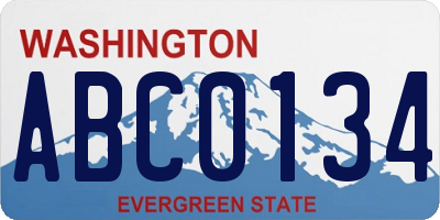 WA license plate ABC0134