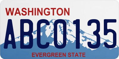 WA license plate ABC0135