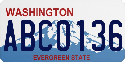 WA license plate ABC0136