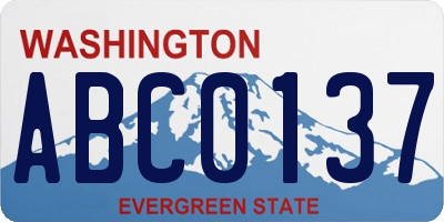 WA license plate ABC0137