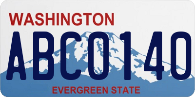 WA license plate ABC0140