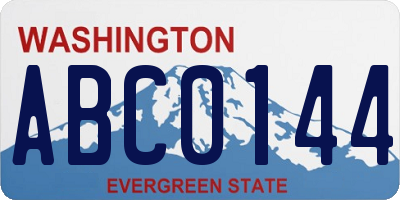 WA license plate ABC0144
