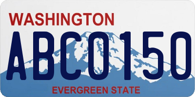 WA license plate ABC0150