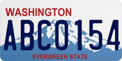 WA license plate ABC0154