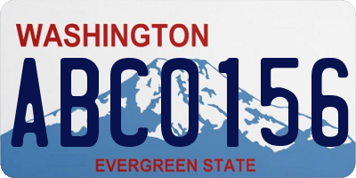 WA license plate ABC0156