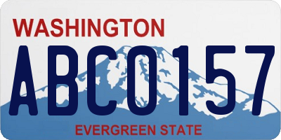 WA license plate ABC0157