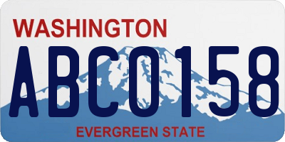 WA license plate ABC0158
